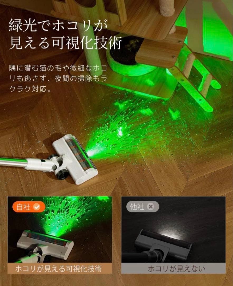 【最新モデル】50000Pa超吸引コードレス掃除機 自動ゴミ収集 LEDライト付