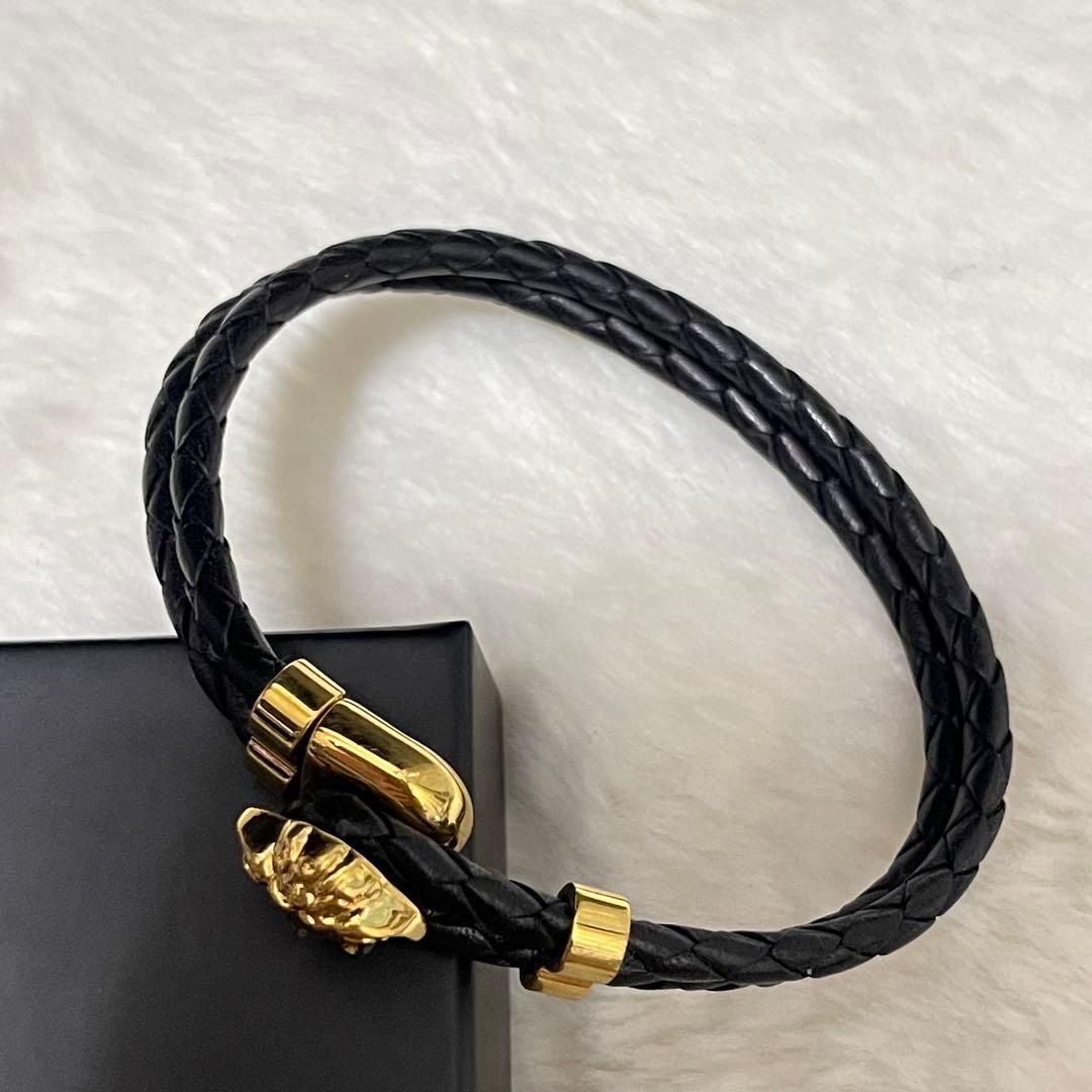 【美品】VERSACE Black Gold Bracelet ヴェルサーチ