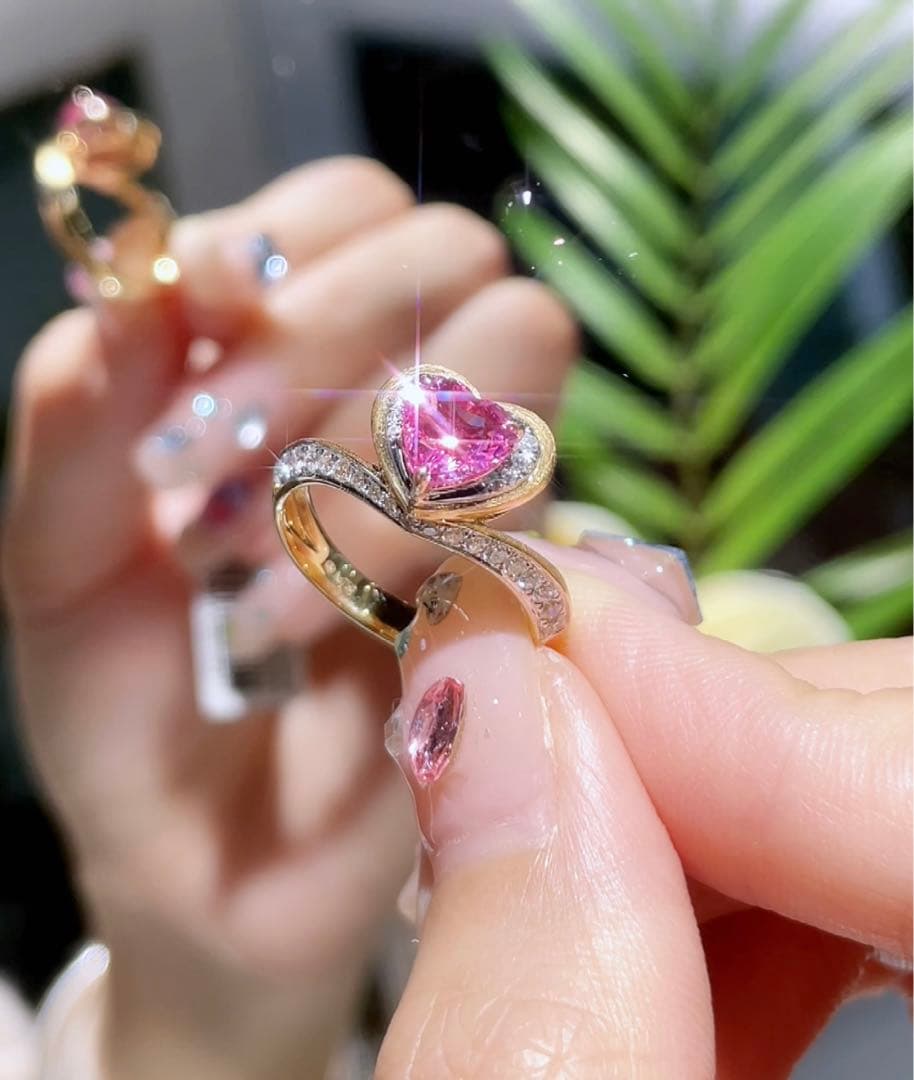 k18 ダイヤモンド　指輪　ピンクサファイア1.08ct 10号