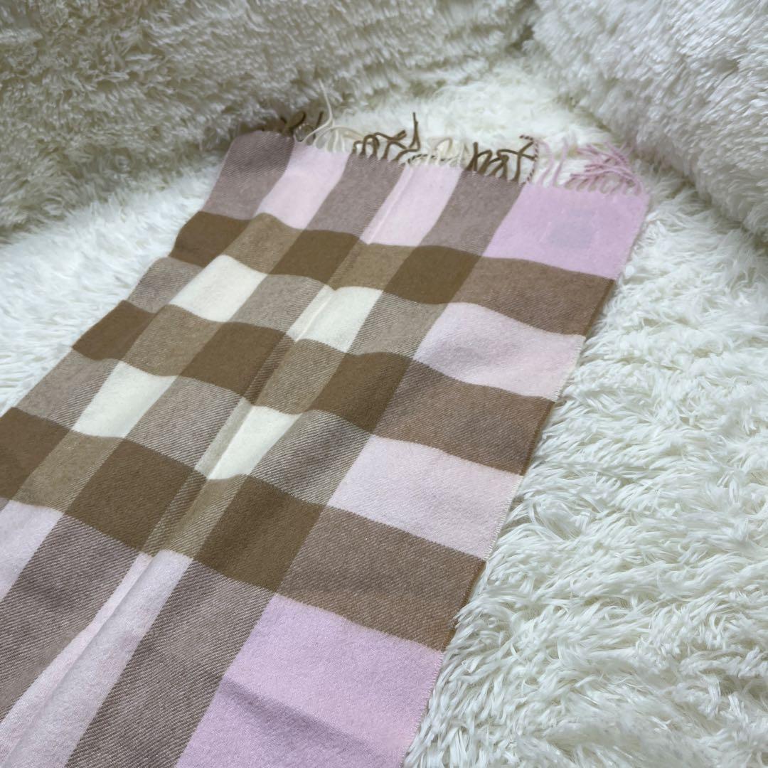 BURBERRY　バーバリー　マフラー　カシミア　ピンク　メガチェック　美品