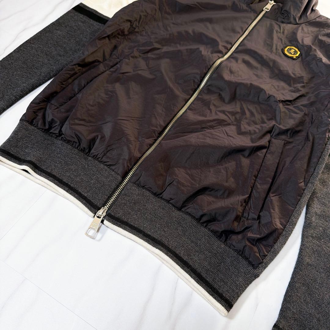 マークアンドロナ ドライバーズニット ナイロンニット切替え ブラック Mサイズ