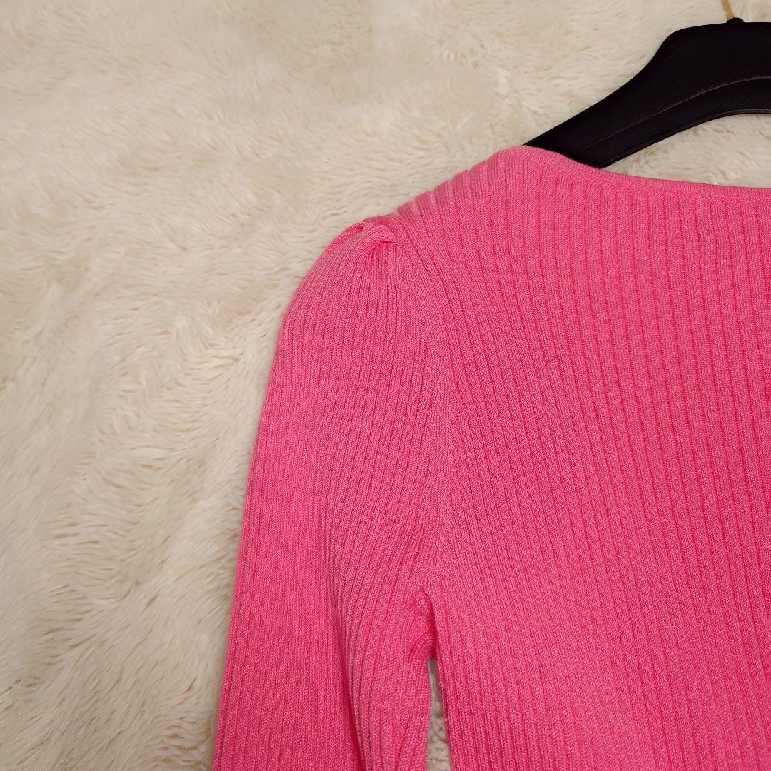 M'S GRACY ウエスト リボン リブニット カットソー 38 ピンク