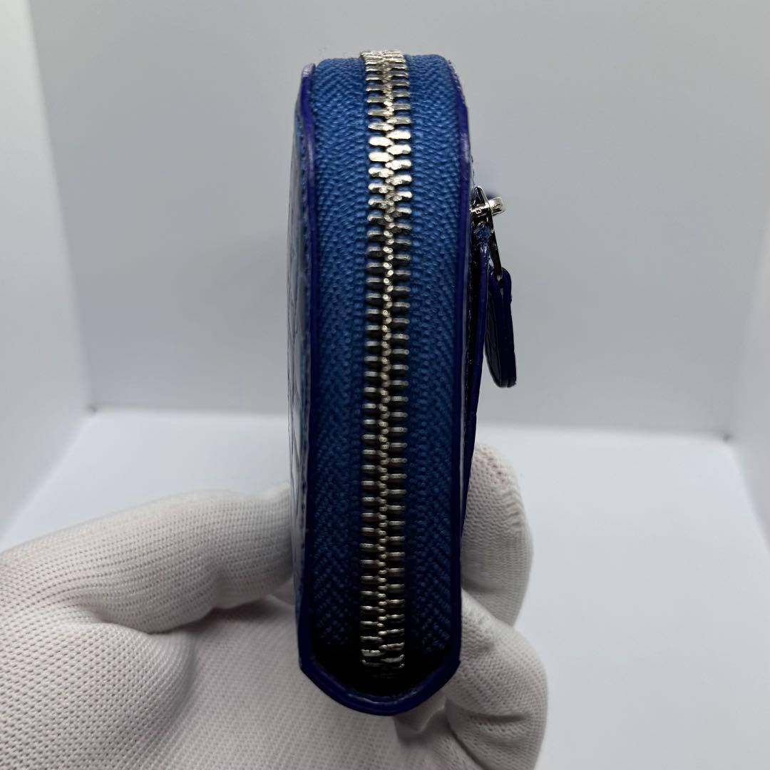 未使用級✨ ブルー染め シャイニングクロコ 長財布 L字ジップ JRA認定 男女