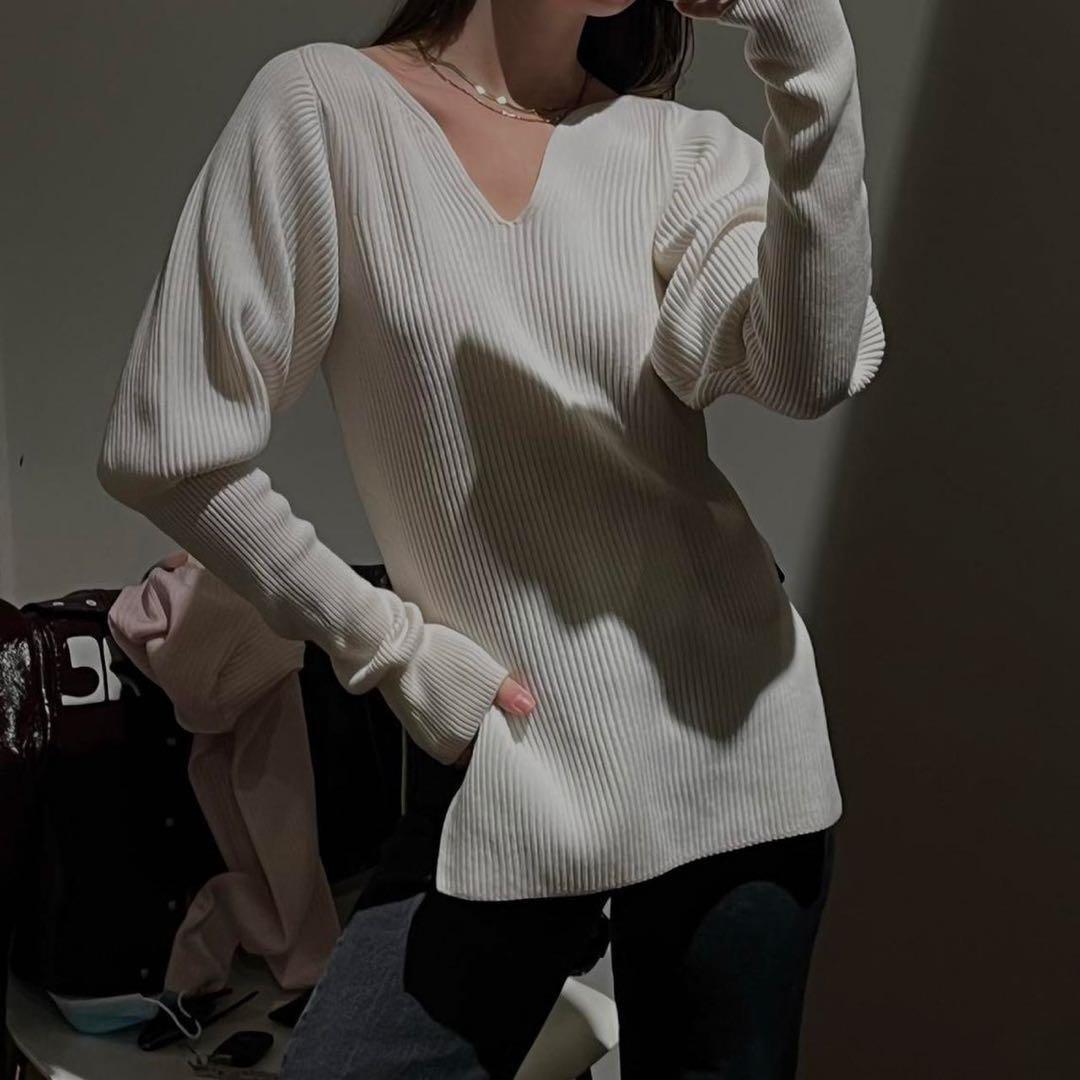 KHAITE カイト　ホワイト　スリット　ニット　ボリューム　セーター　 S