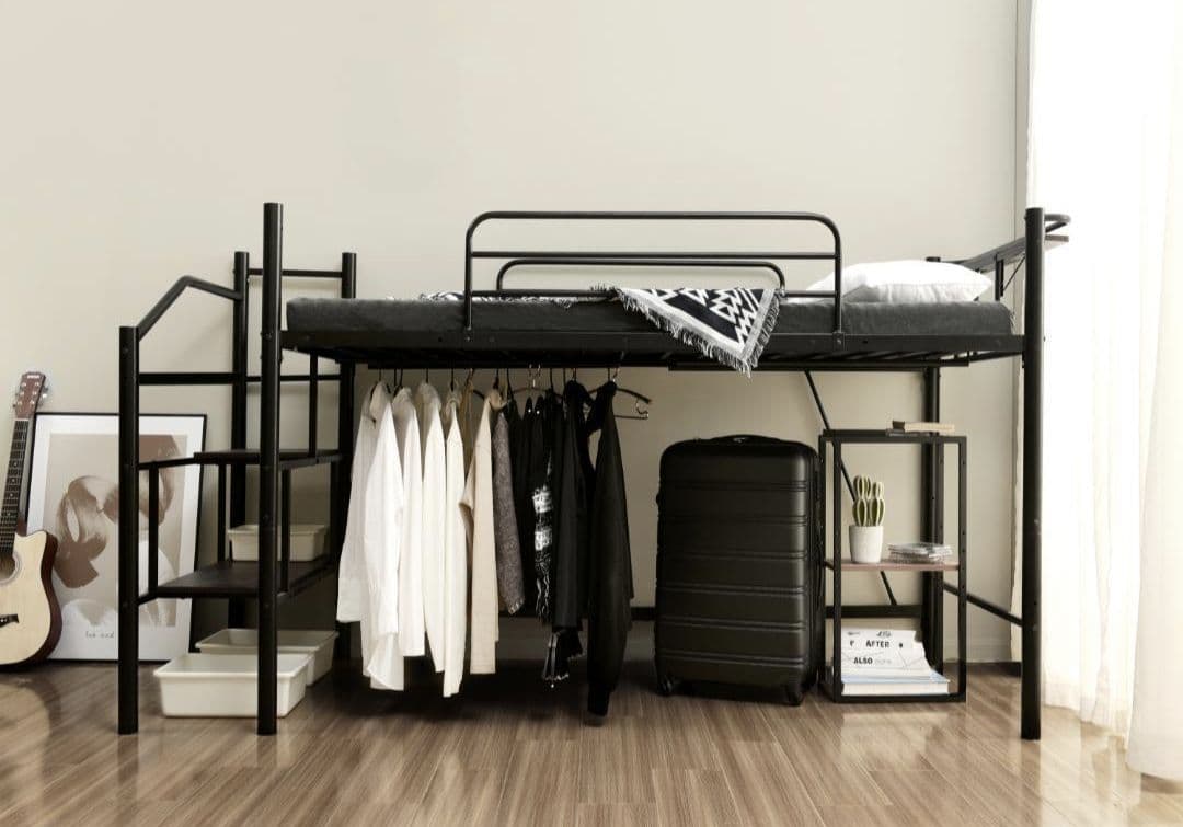 【美品】ローロフトベッド 階段付き セミダブル 黒 【引き取り優先】