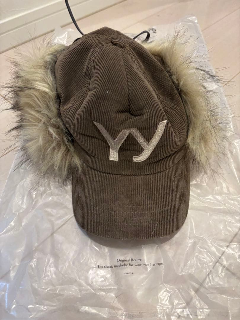 OPENYy コーデュロイ ファー付きキャップ