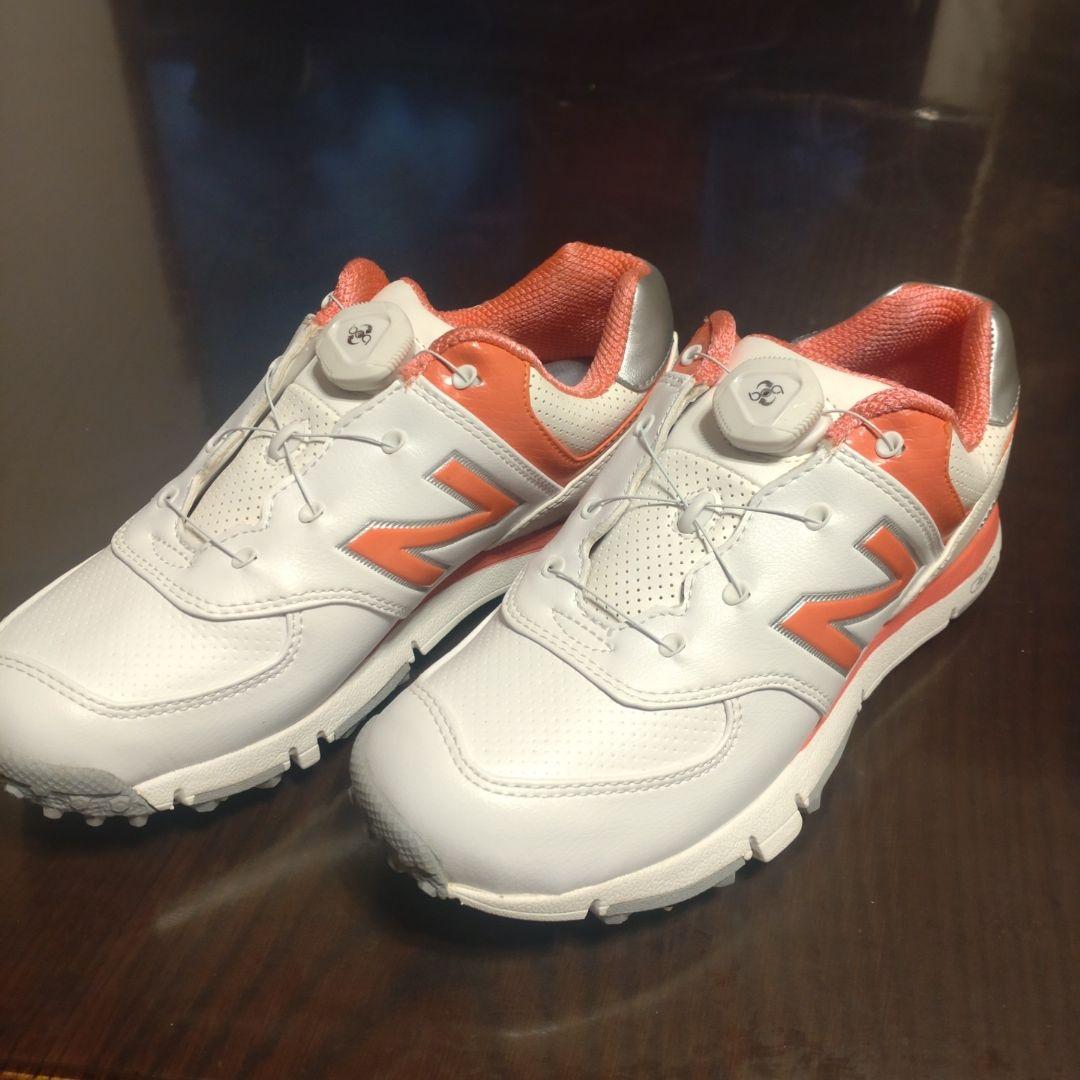 New Balance 574 ゴルフシューズ　24.0cm 　ホワイト　ピンク