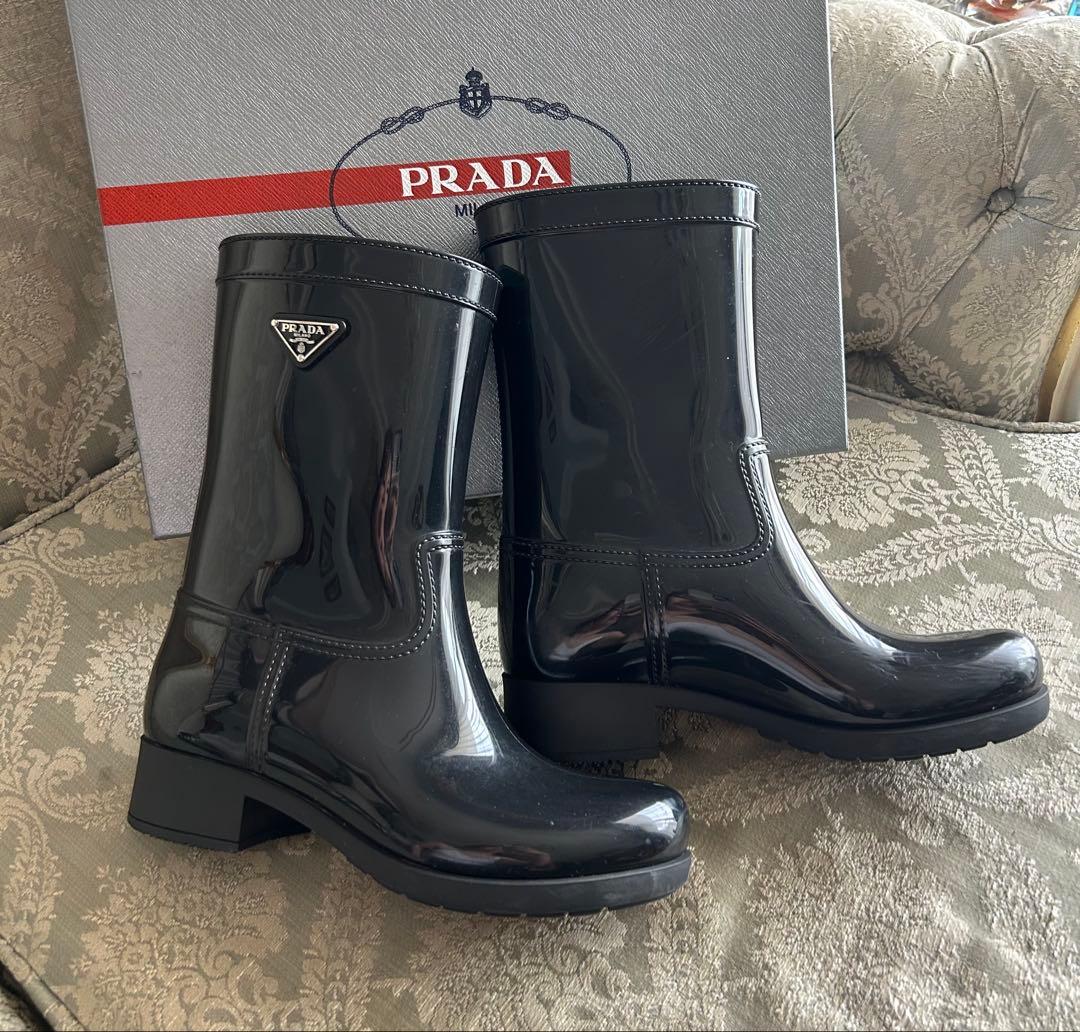 PRADA プラダ　レインシューズ　36 黒　 22.5 23
