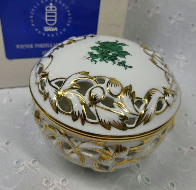 未使用近✨アウガルテン マリアテレジア 小物入れ ボンボニエール 大 透かし