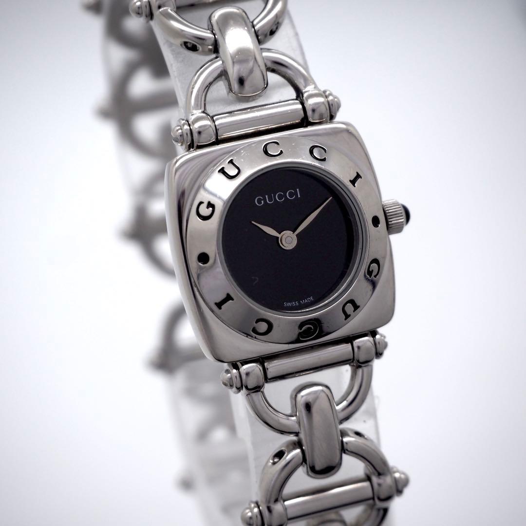 26【美品】GUCCI レディース 時計 シルバー ブラック 6400L