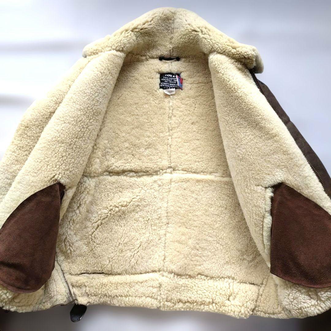 USA製✨Schott B-3ムートンフライトジャケット38レザー ブラウン