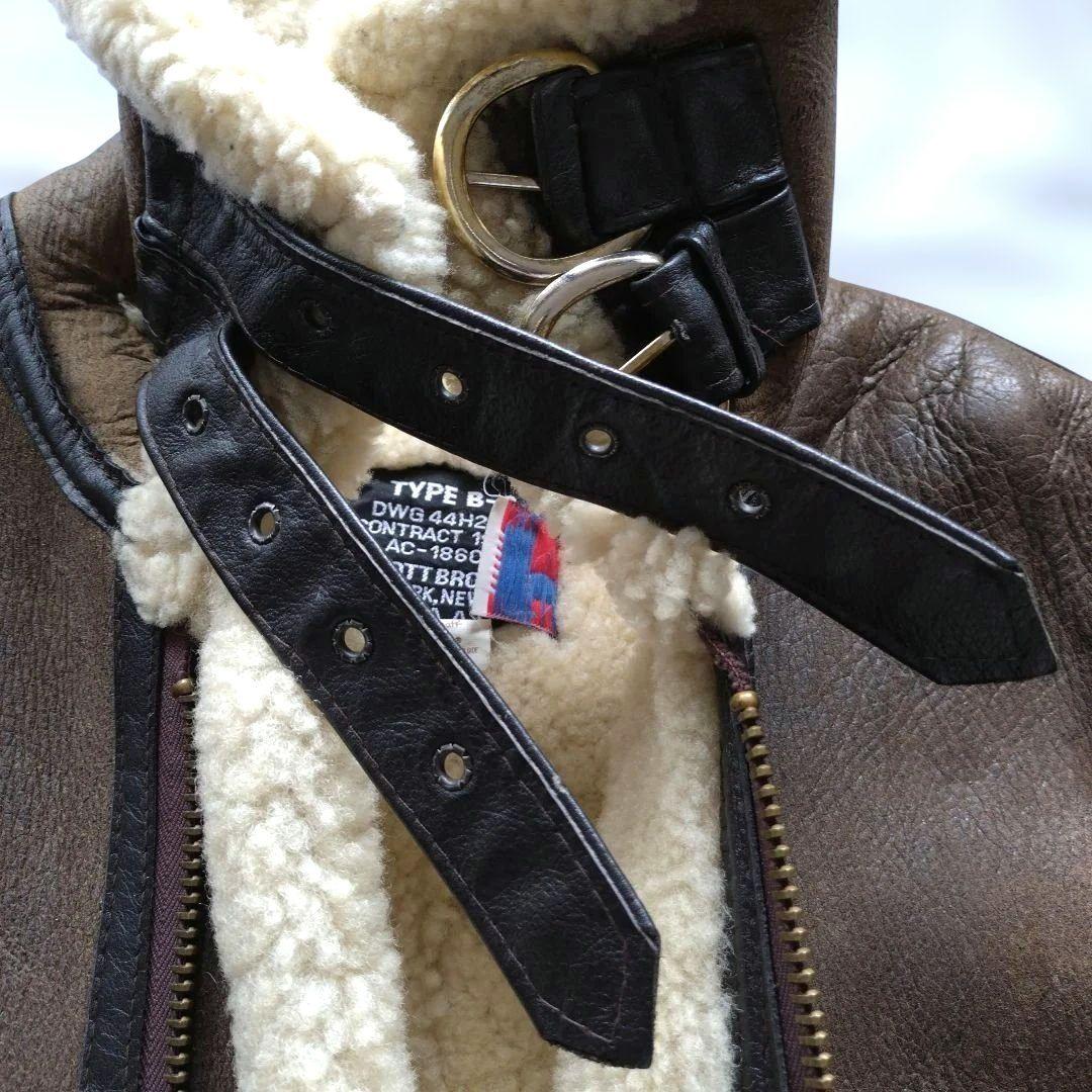 USA製✨Schott B-3ムートンフライトジャケット38レザー ブラウン