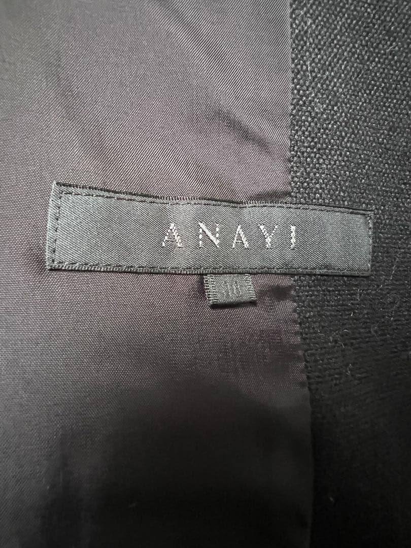 ANAYI アナイ　パンツスーツ セットアップ　ノーカラージャケット　黒