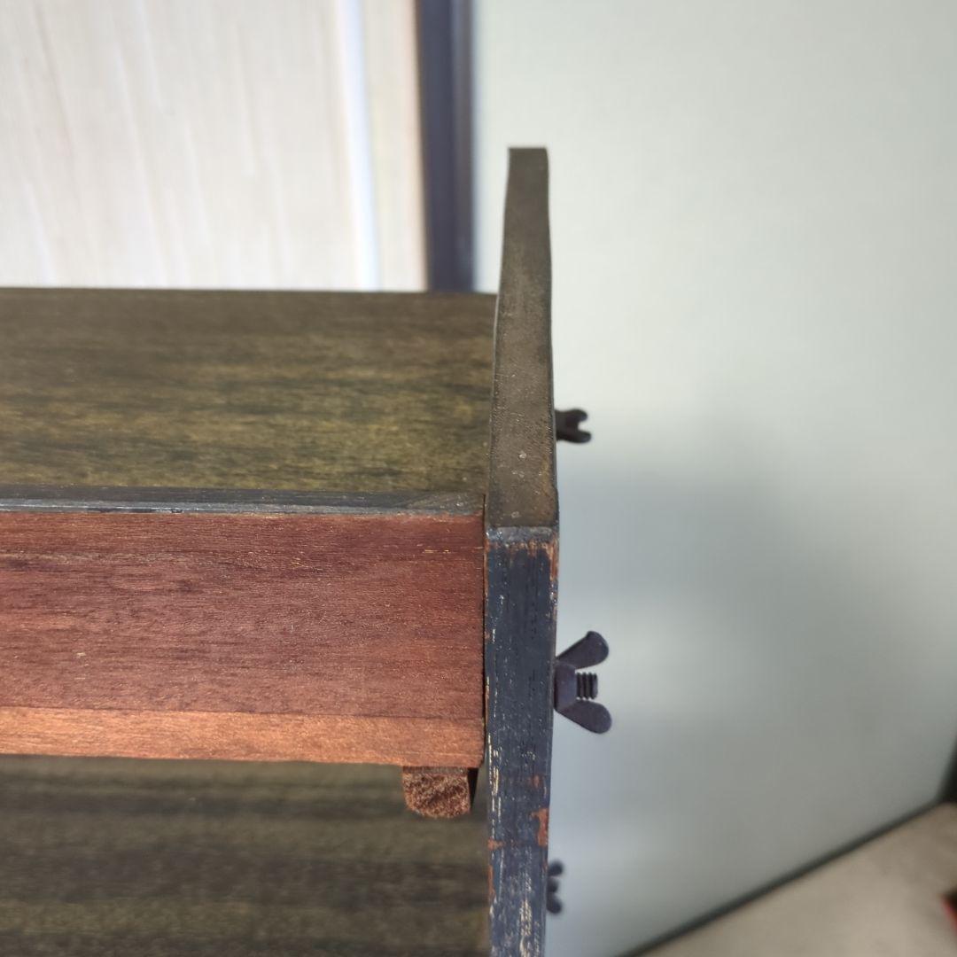 アンティークダークグリーン木製5段本棚　オープンラック