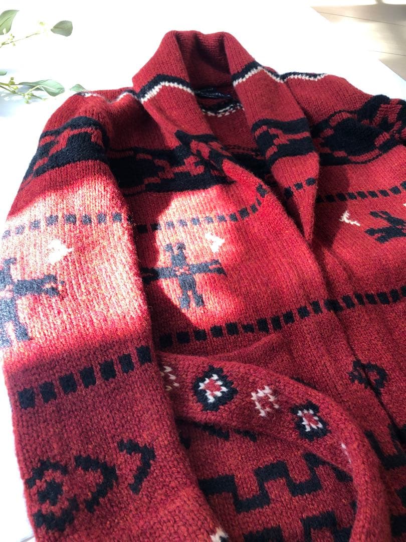 90年代ラルフローレンRalph Lauren ハンドニットショールカラー男女