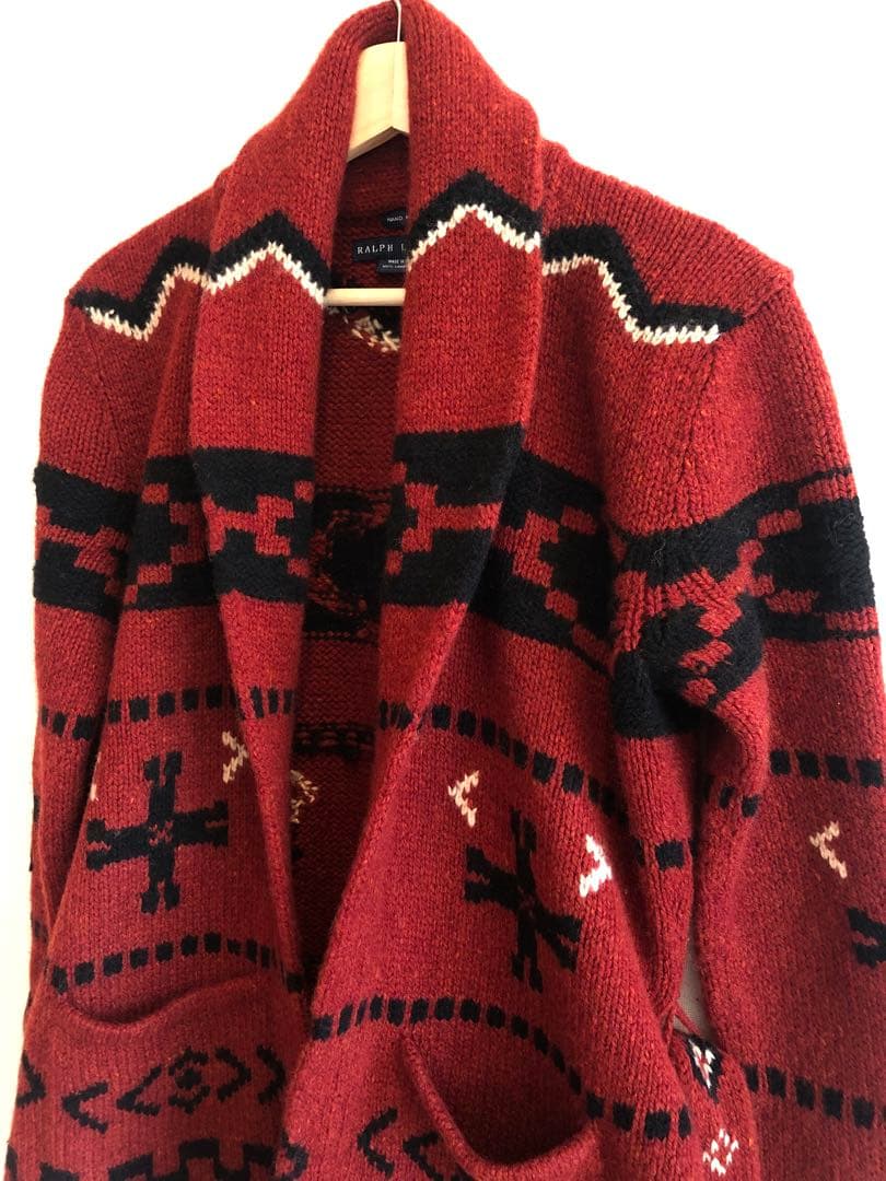 90年代ラルフローレンRalph Lauren ハンドニットショールカラー男女