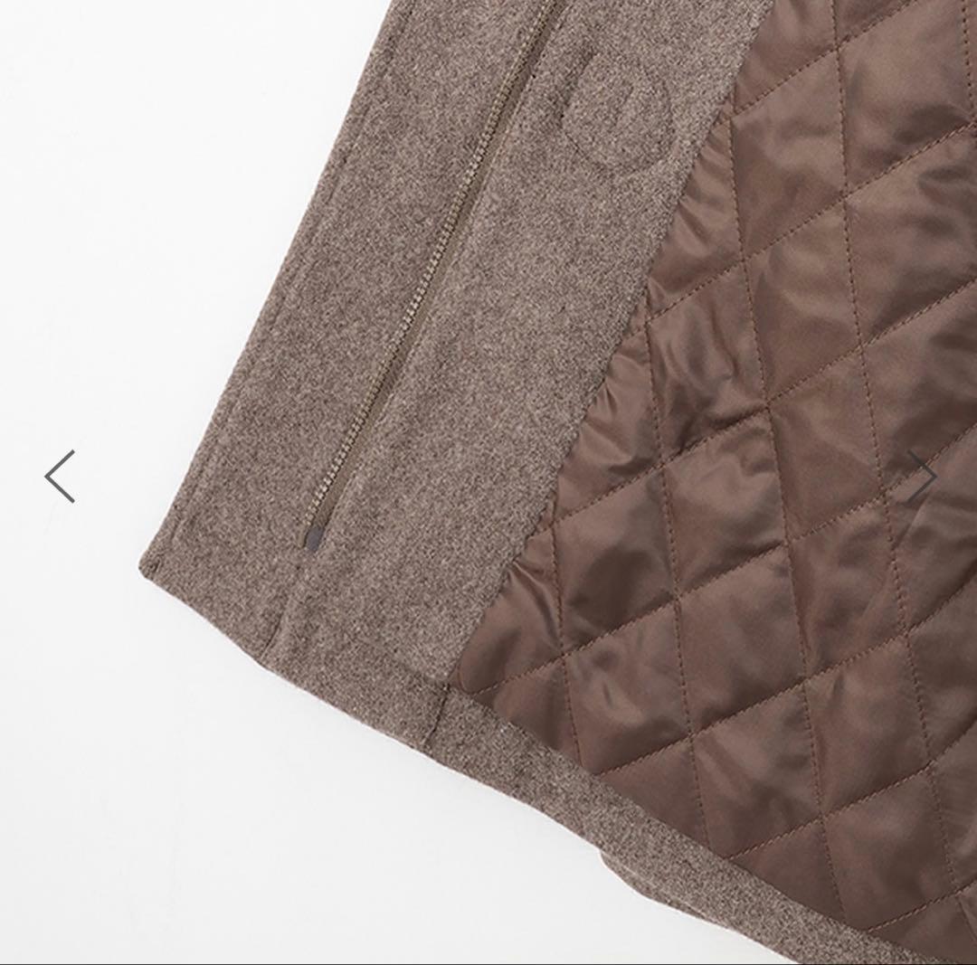 新品　ポンポネット ブラウン　【軽量キルティング裏地】ミドルダッフルコート