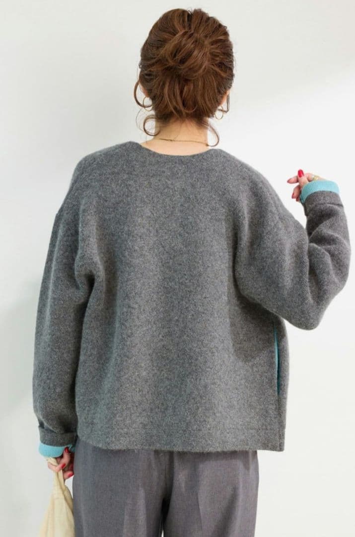 2025AW完売色【B.C STOCK】2層スムース編みニットブルゾン グレー