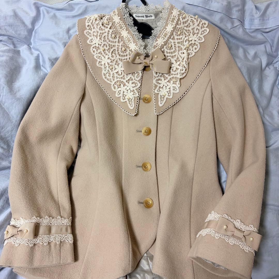 InnocentWorld ブロンシュウールハーフコート　M ミルクティー