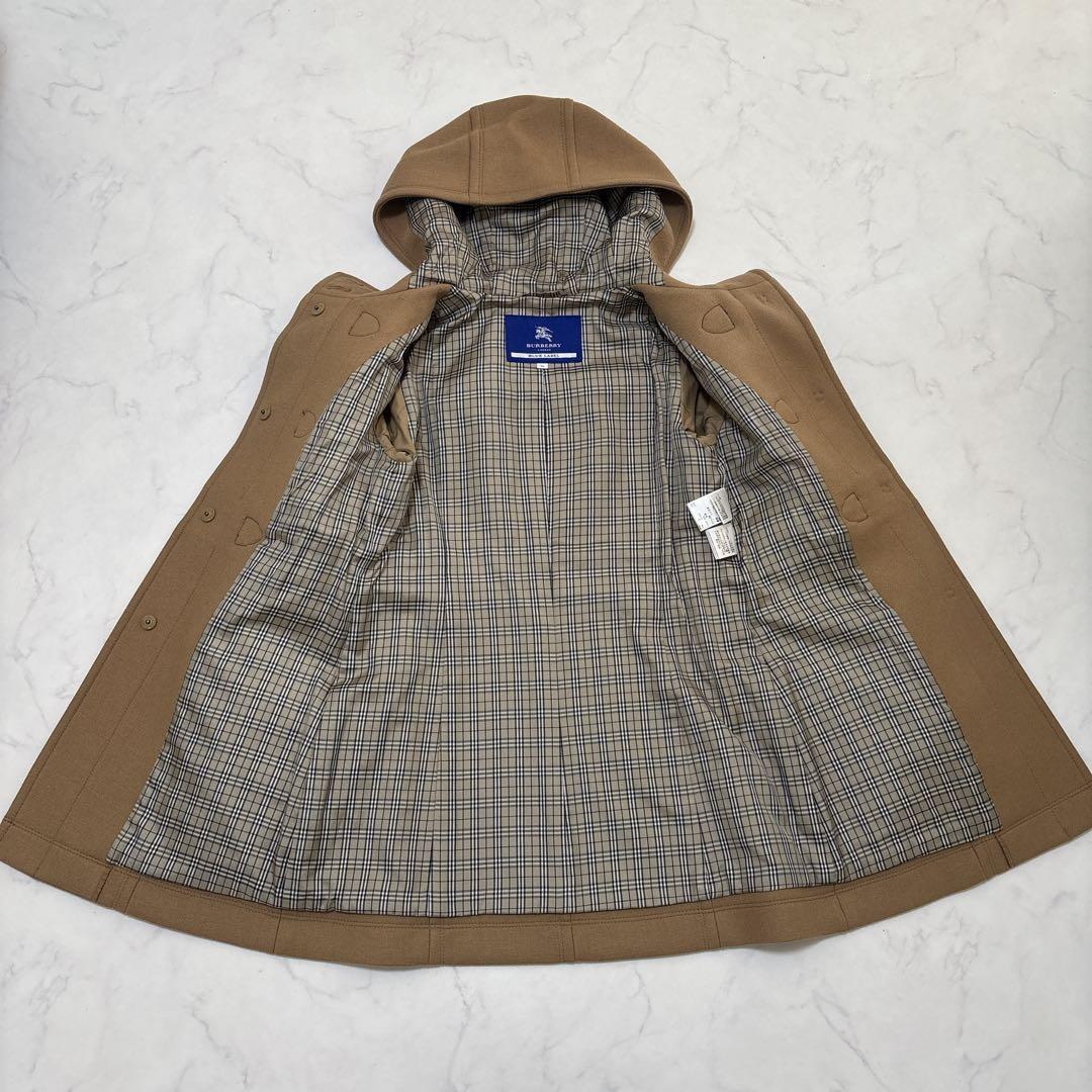人気☆バーバリー フーデッド ダッフルコート ノバチェック キャメル 36