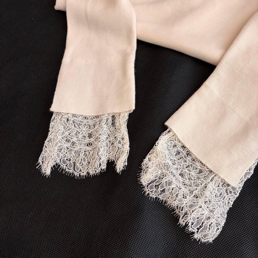 美品♡ フォクシー 袖レースニット カシミヤ シルク　　40 アイボリー