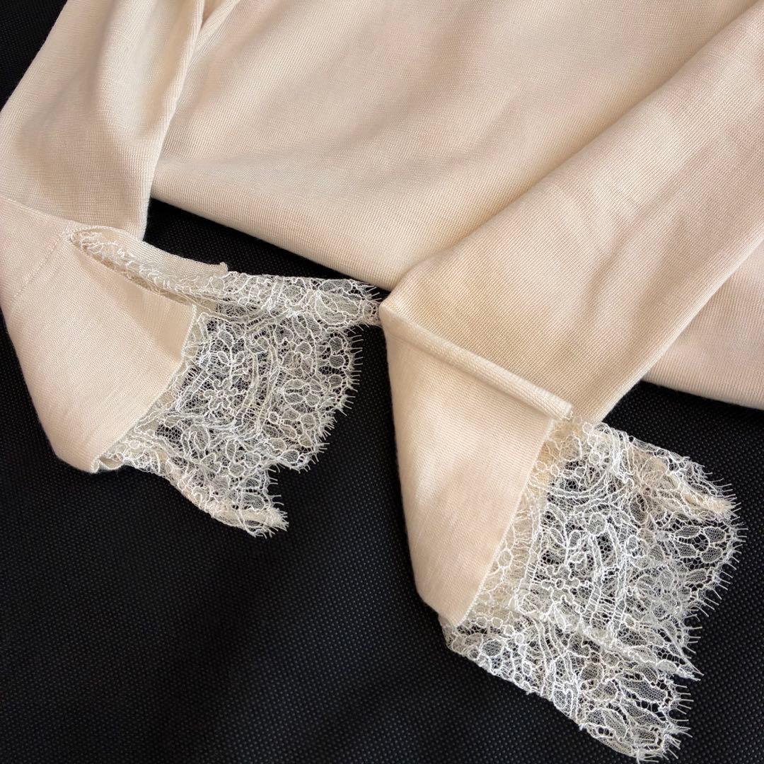 美品♡ フォクシー 袖レースニット カシミヤ シルク　　40 アイボリー