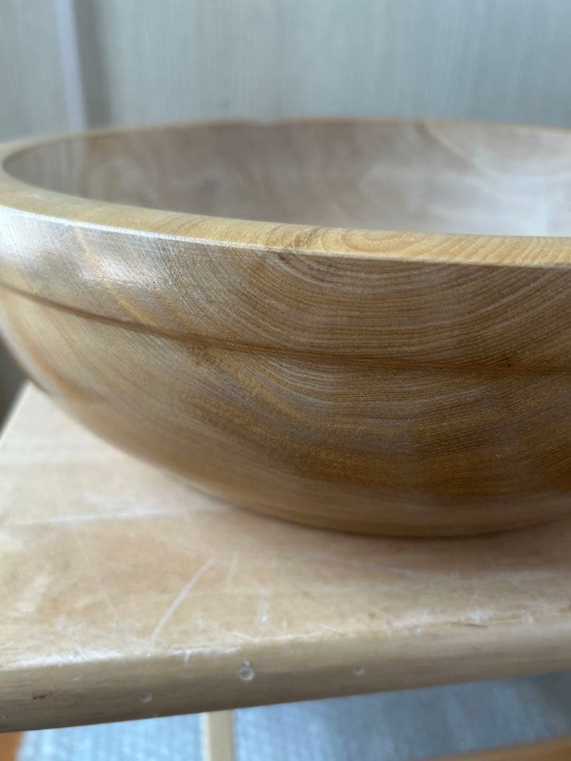 大型　未使用保管　信州木曽 小椋製盆所 木地鉢 こね鉢 くりぬき伝統工芸すしの器