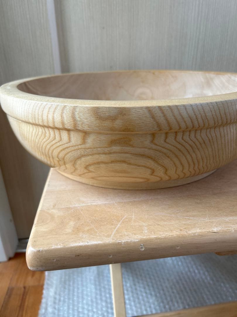 大型　未使用保管　信州木曽 小椋製盆所 木地鉢 こね鉢 くりぬき伝統工芸すしの器