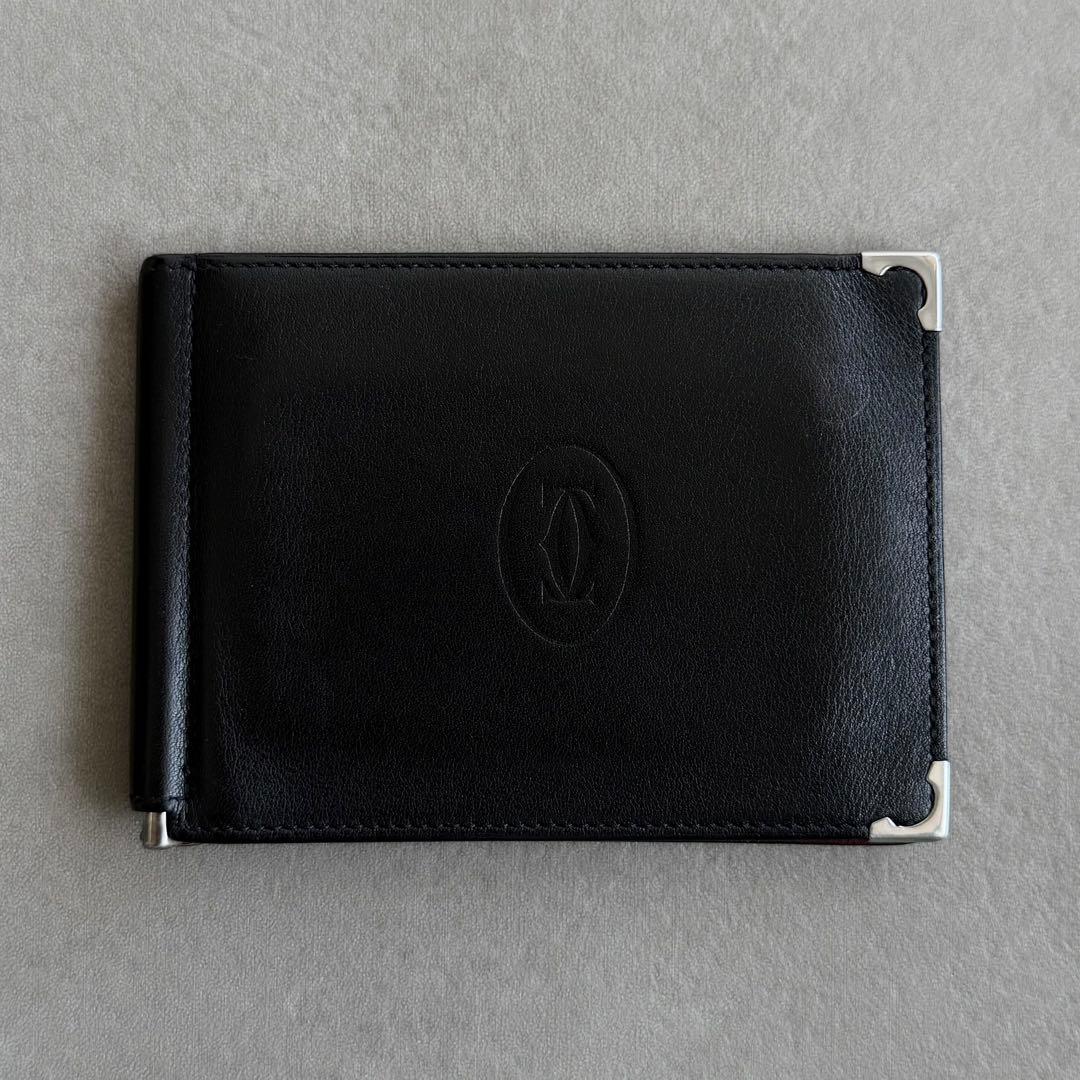 Cartier マストドゥ カーフスキン マネークリップ 二つ折り財布 黒