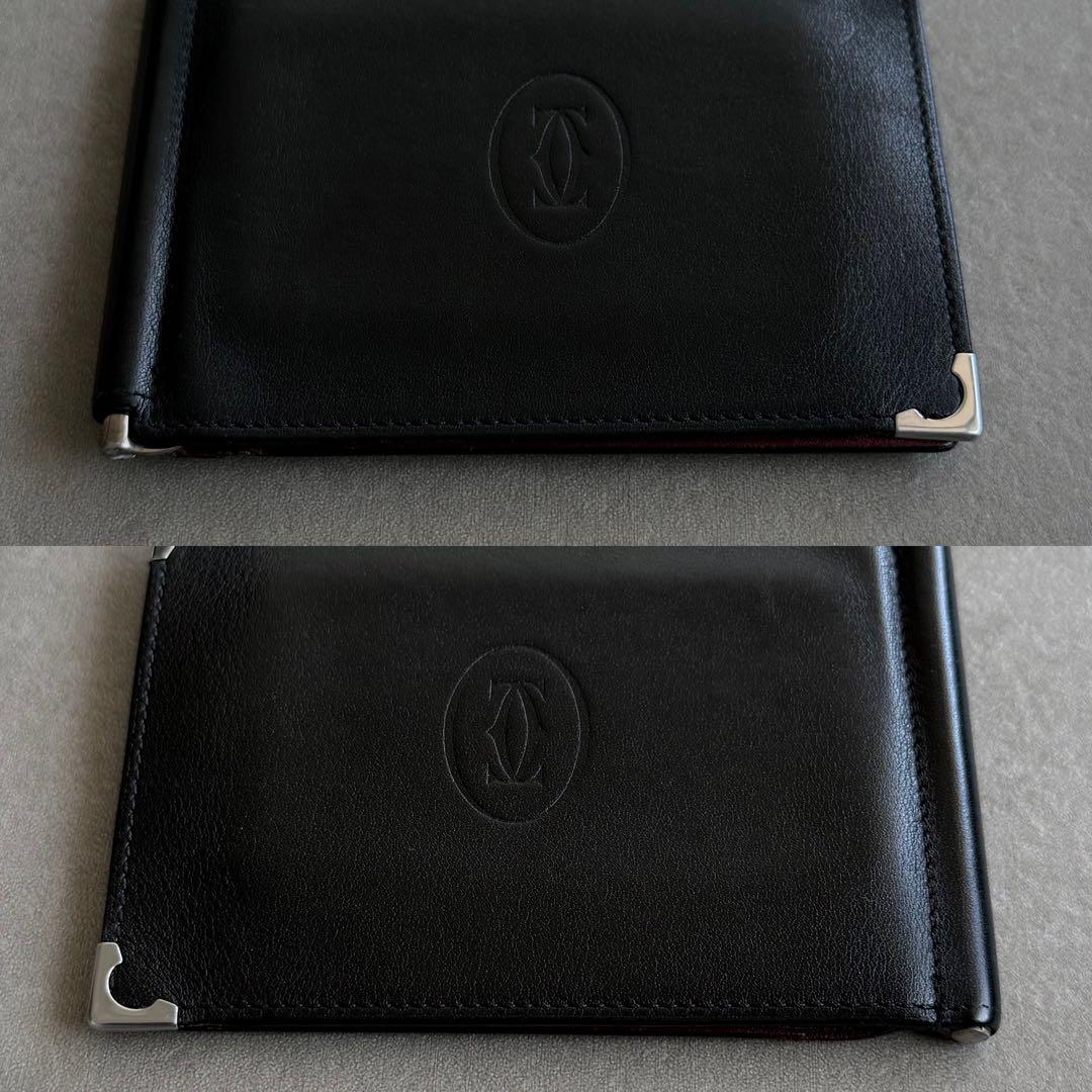 Cartier マストドゥ カーフスキン マネークリップ 二つ折り財布 黒