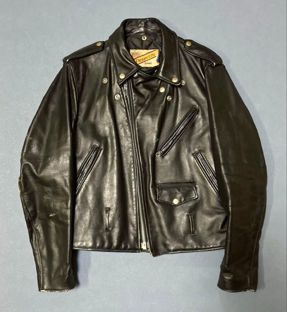 【70s~90s】Schott 618 ダブルライダースジャケット レザー 黒