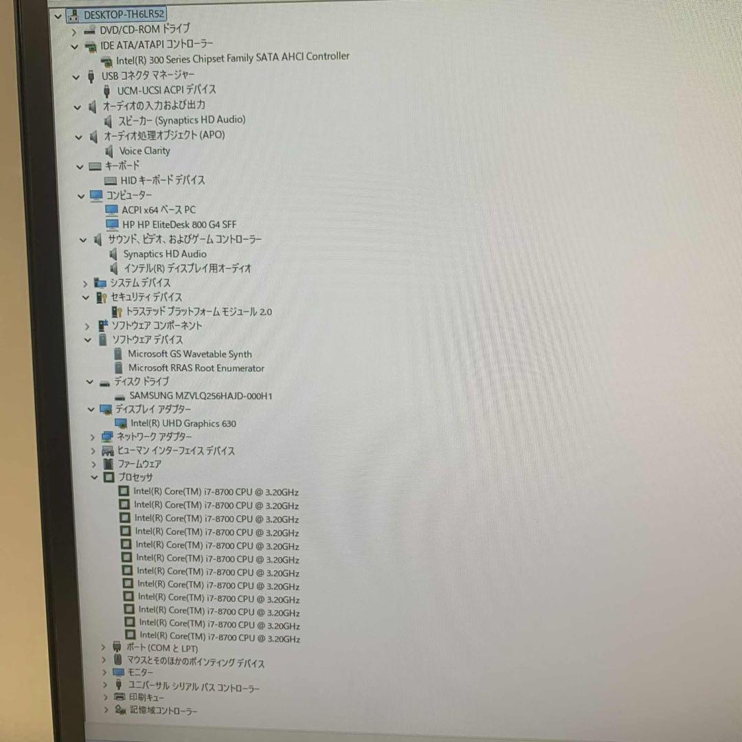 Windowsデスクトップ HP ProDesk 800 G4 SFF i7-8700 16GB 256GB