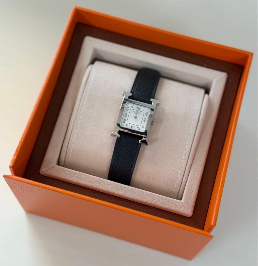 HERMES エルメス 腕時計《Hウォッチ》 ミニ HH1.210 ブラック