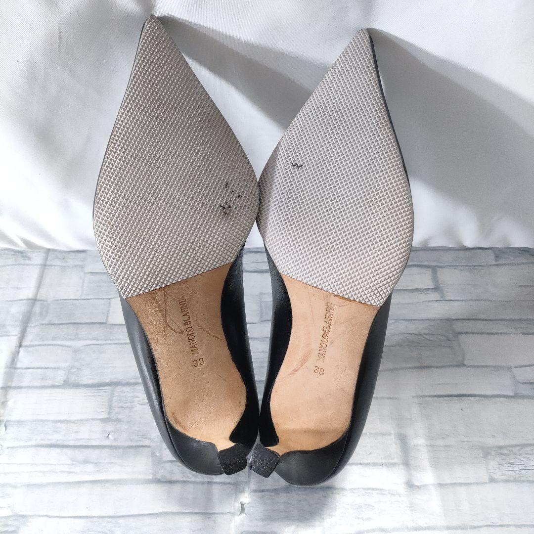 箱付き✨マノロブラニク　レザーパンプス　黒　ポインテッドトゥ　38