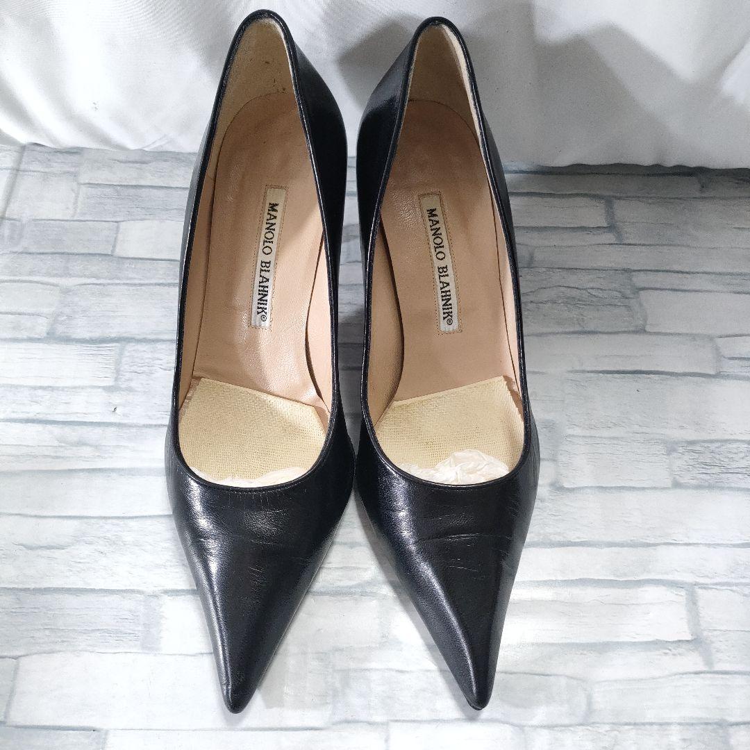 箱付き✨マノロブラニク　レザーパンプス　黒　ポインテッドトゥ　38