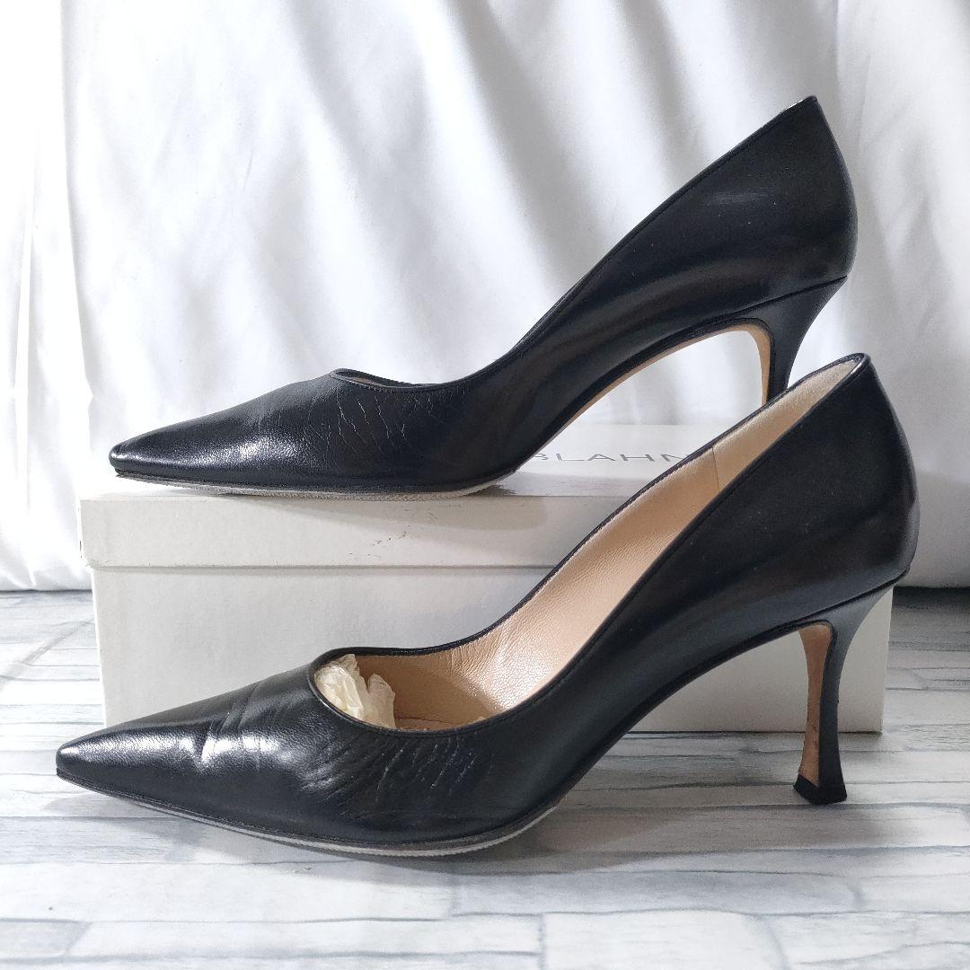 箱付き✨マノロブラニク　レザーパンプス　黒　ポインテッドトゥ　38