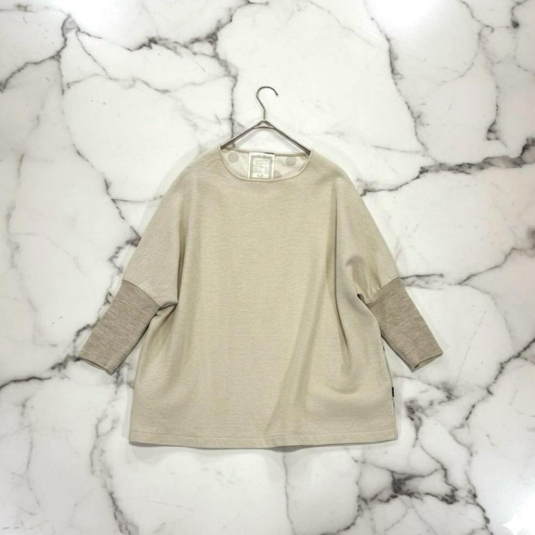 BEARDSLEY ビアズリー　ドット柄　ドルマンスリーブ　ニット　ベージュ系