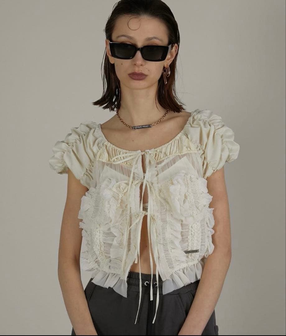 トップス PRANK PROJECT Shirring Puff Sleeve Top