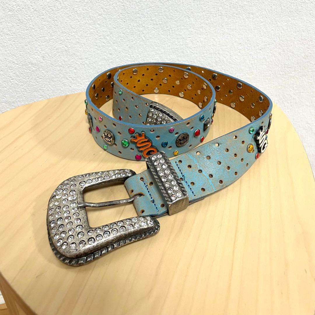 SAVE THE QUEEN ダイヤレザー水色ベルト　y2k 平成ギャル