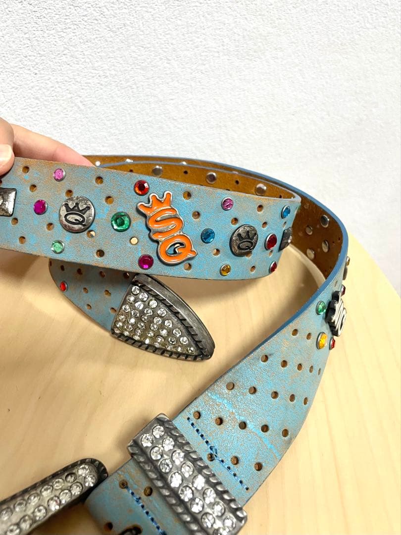 SAVE THE QUEEN ダイヤレザー水色ベルト　y2k 平成ギャル