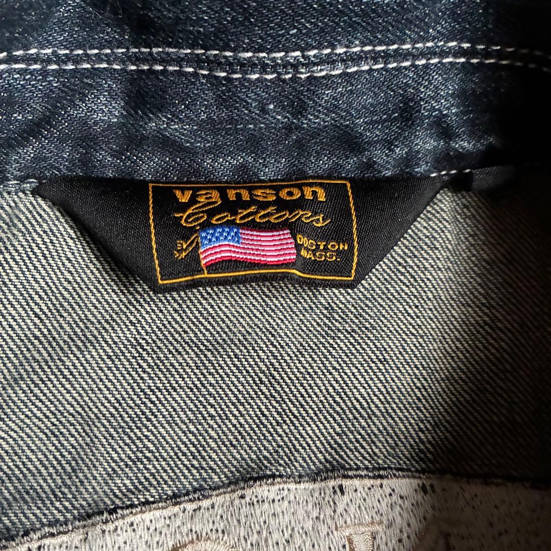 VANSON フライングエンブレム 刺繍 ダークデニム オールインワン バイカー