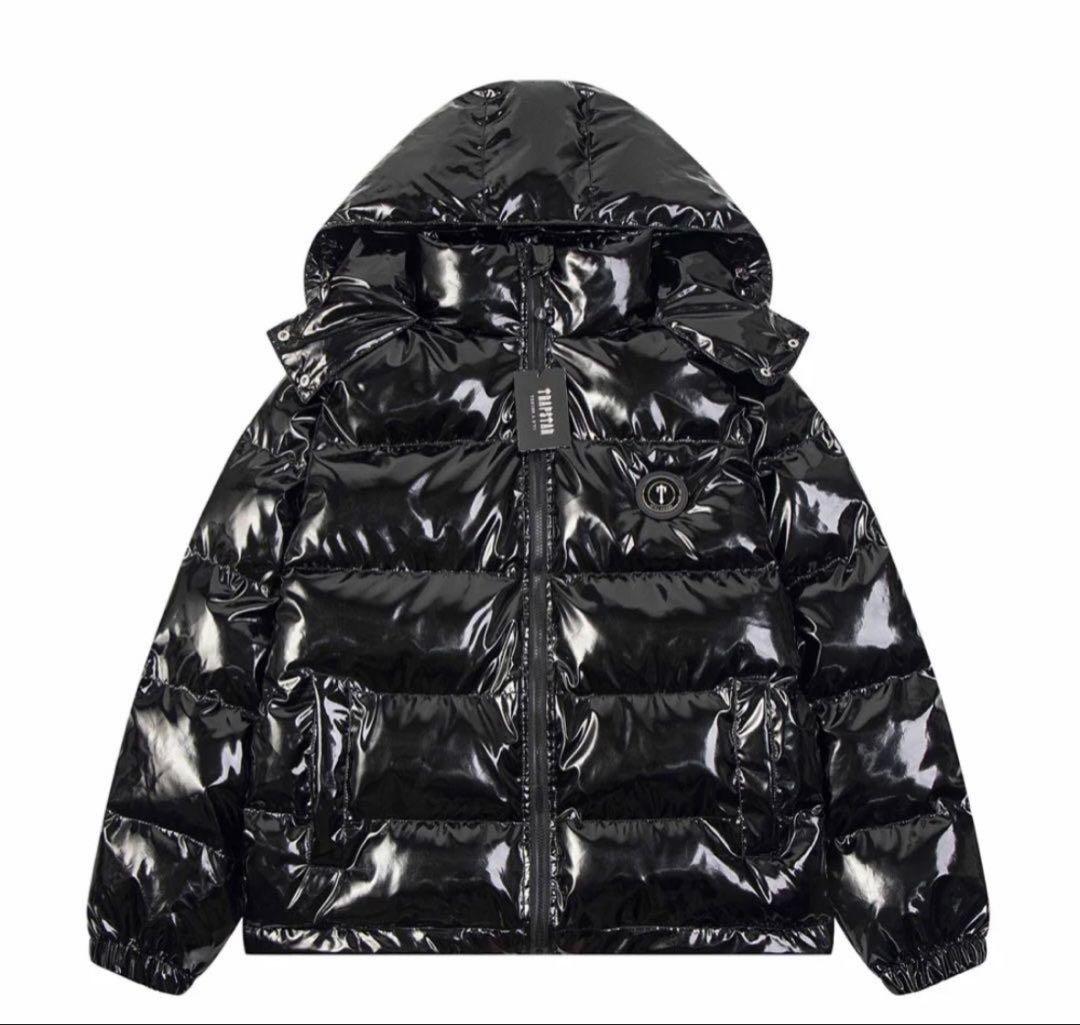トラップスター　光沢 ブラック フード付き ダウンジャケット