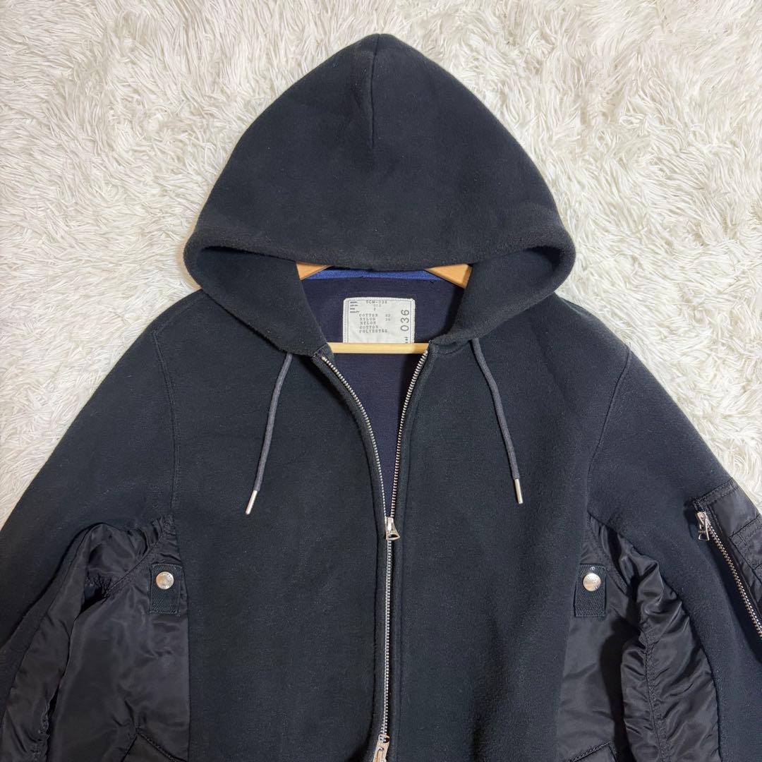 サカイ sacai パーカー 黒　Sponge Sweat Nylon T M