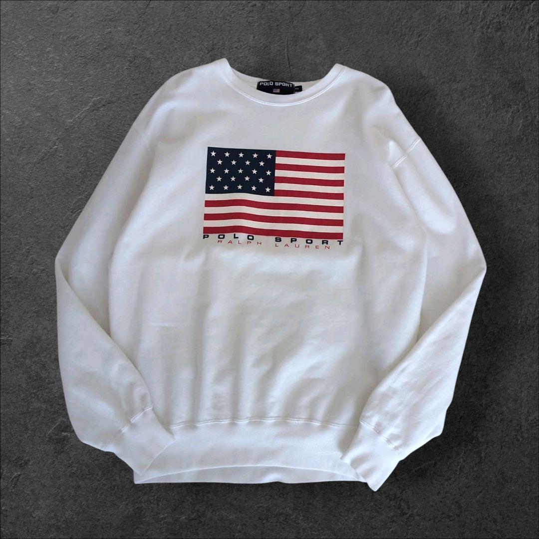 ポロスポーツラルフローレン スウェット 星条旗 ホワイト L相当