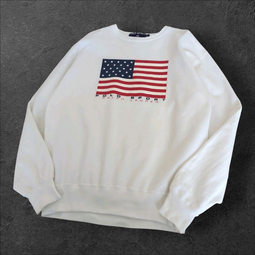 ポロスポーツラルフローレン スウェット 星条旗 ホワイト L相当