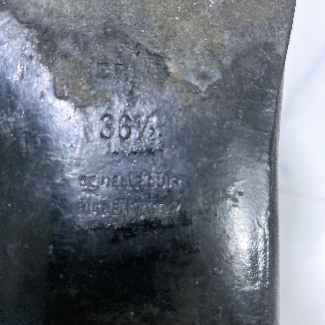 高級 HERMES エルメス モカシンパリ ローファー 黒 シルバー 23.5