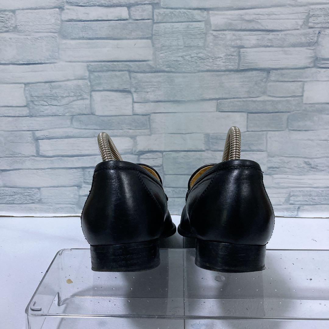 高級 HERMES エルメス モカシンパリ ローファー 黒 シルバー 23.5