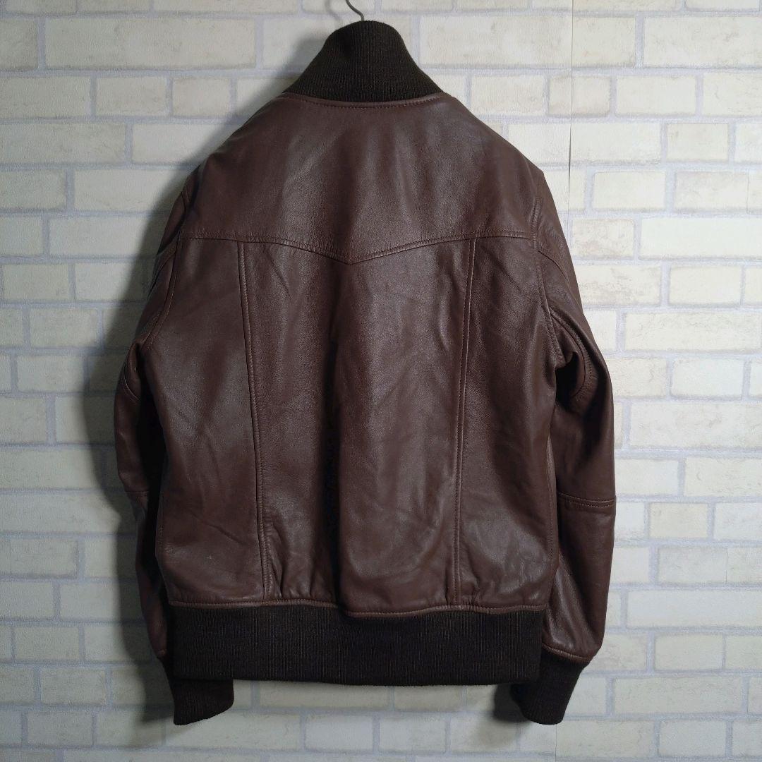 ダファー★柔らか リアルレザー 羊革 レザー ライダース ジャケット 茶 L