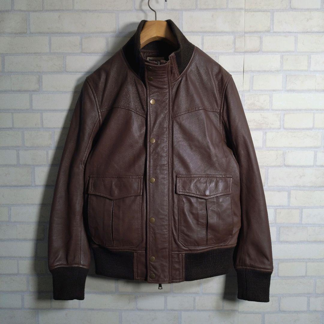 ダファー★柔らか リアルレザー 羊革 レザー ライダース ジャケット 茶 L