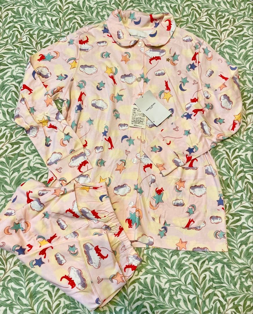 新品未使用　ツチモリチサト　綿　パジャマ M ピンク　上下　コットン　前空き